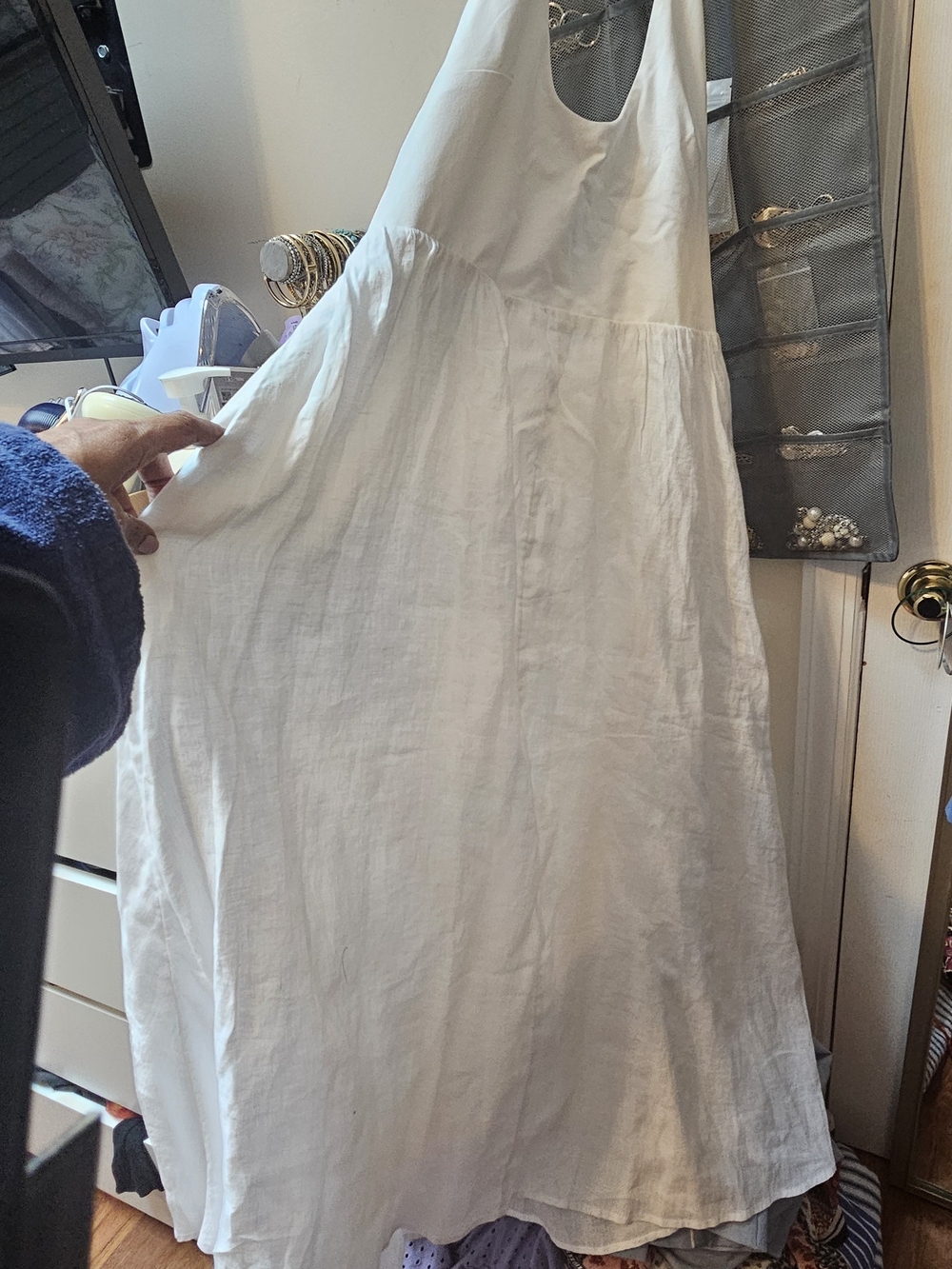 J. Crew White Sleeveless Linen Bottom Cotton Top Halter Maxi Dress